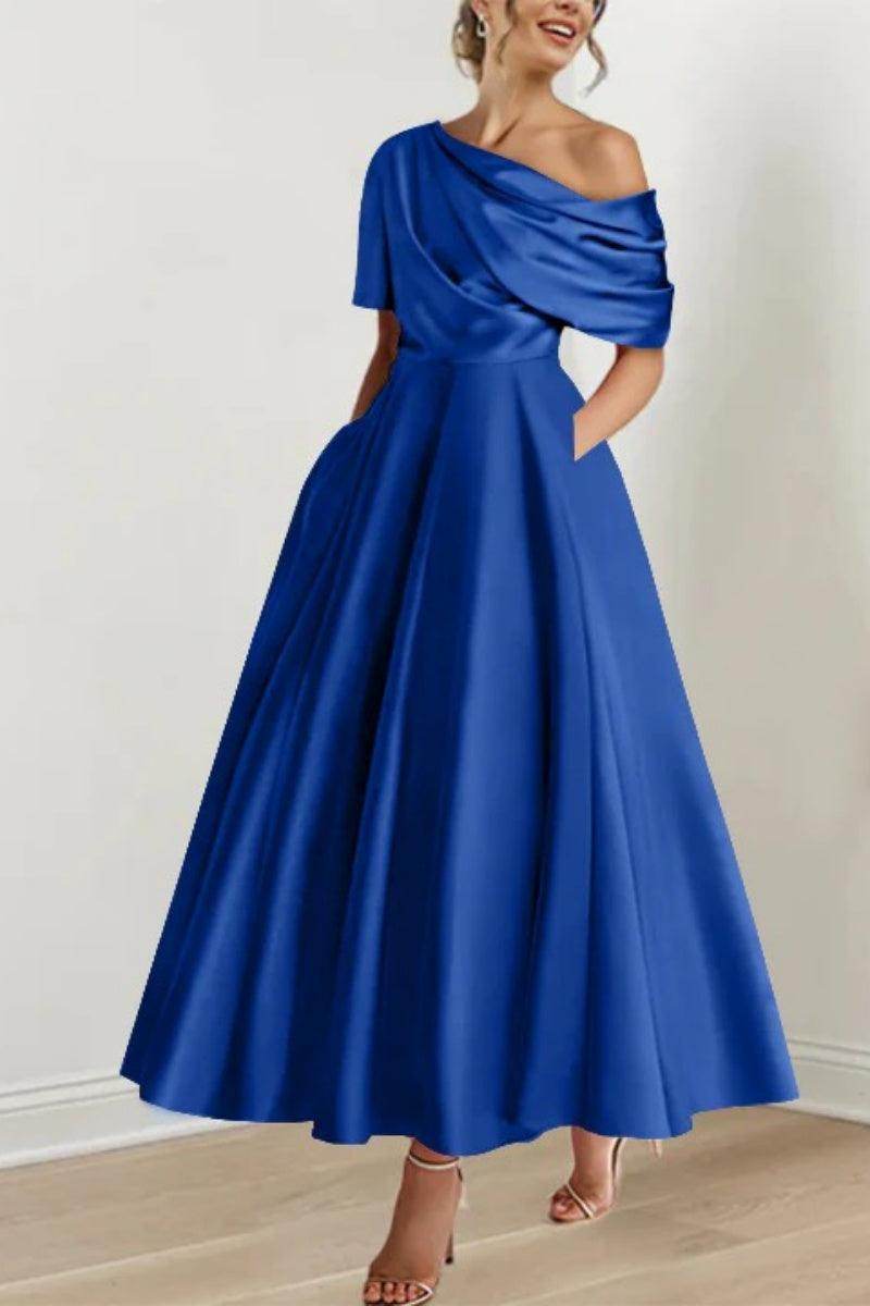 A Line One shoulder Half Sleeve Ankle Length Mother Dresses CM0366 - COCOMELODY