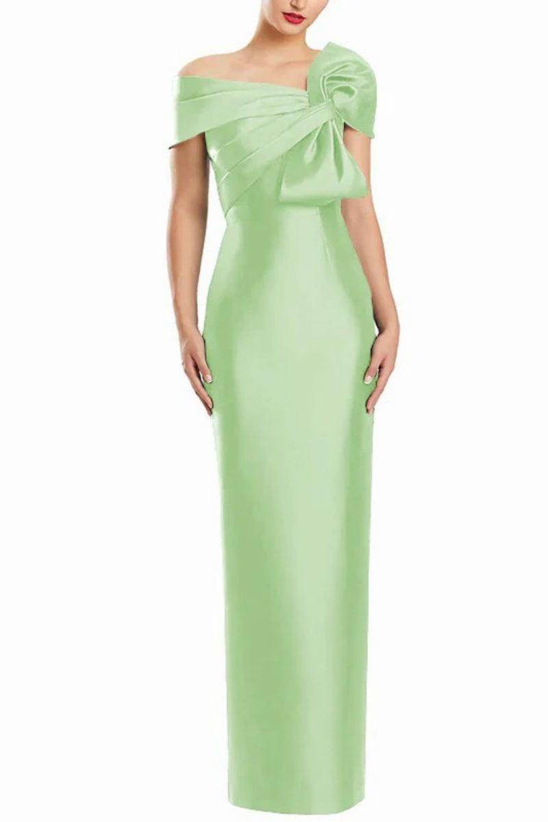 Sheath One Shoulder Floor Length Mother Dresses with Bow CM0368 - COCOMELODY