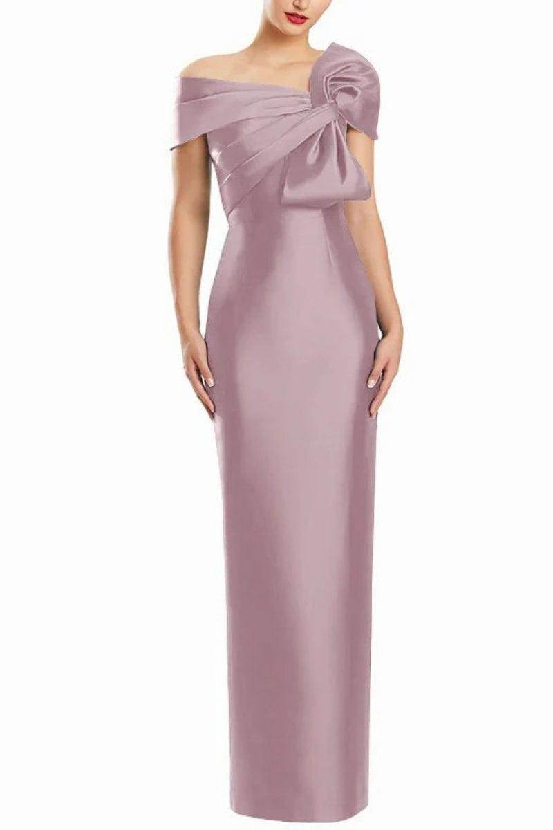 Sheath One Shoulder Floor Length Mother Dresses with Bow CM0368 - COCOMELODY