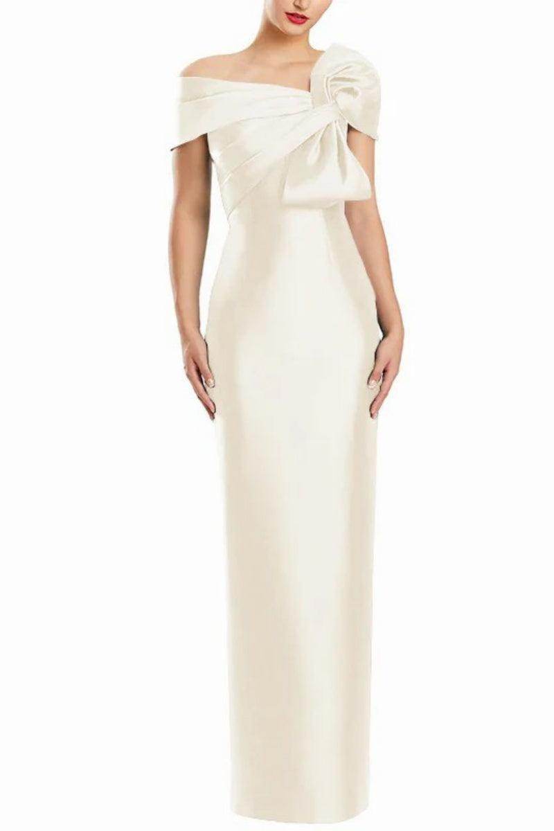 Sheath One Shoulder Floor Length Mother Dresses with Bow CM0368CR - COCOMELODY