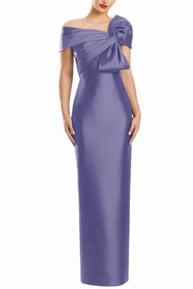Sheath One Shoulder Floor Length Mother Dresses with Bow CM0368 - COCOMELODY