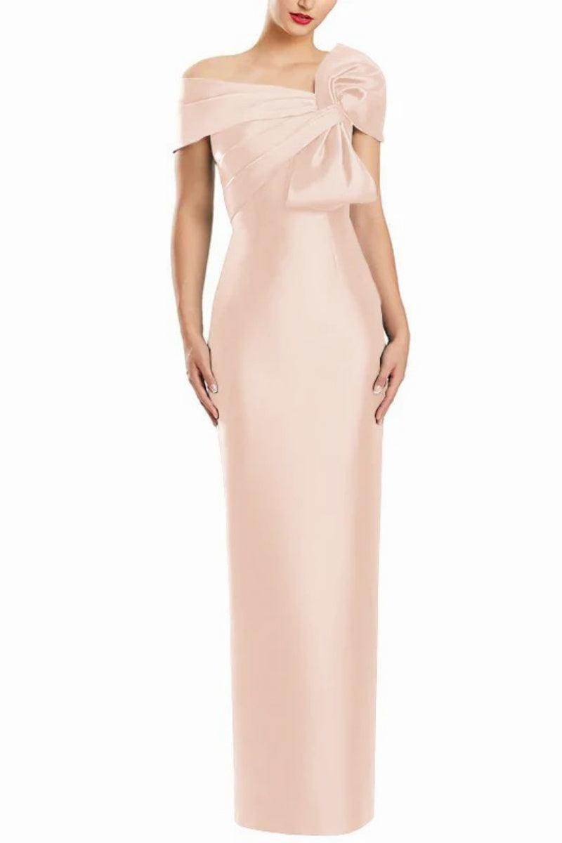 Sheath One Shoulder Floor Length Mother Dresses with Bow CM0368 - COCOMELODY