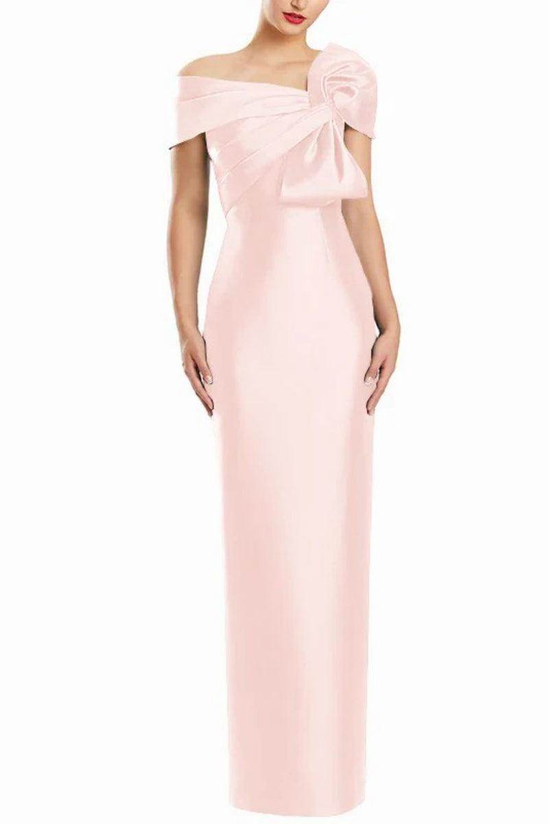 Sheath One Shoulder Floor Length Mother Dresses with Bow CM0368 - COCOMELODY