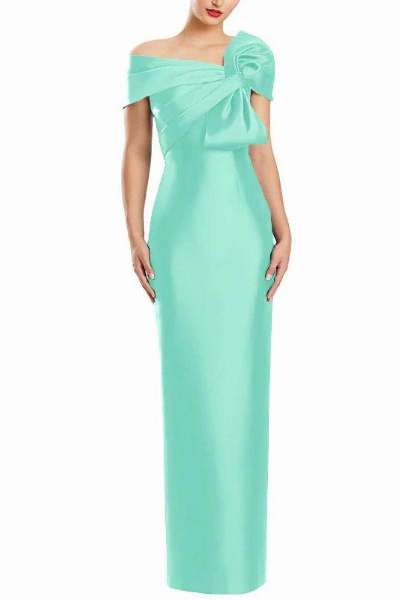 Sheath One Shoulder Floor Length Mother Dresses with Bow CM0368 - COCOMELODY