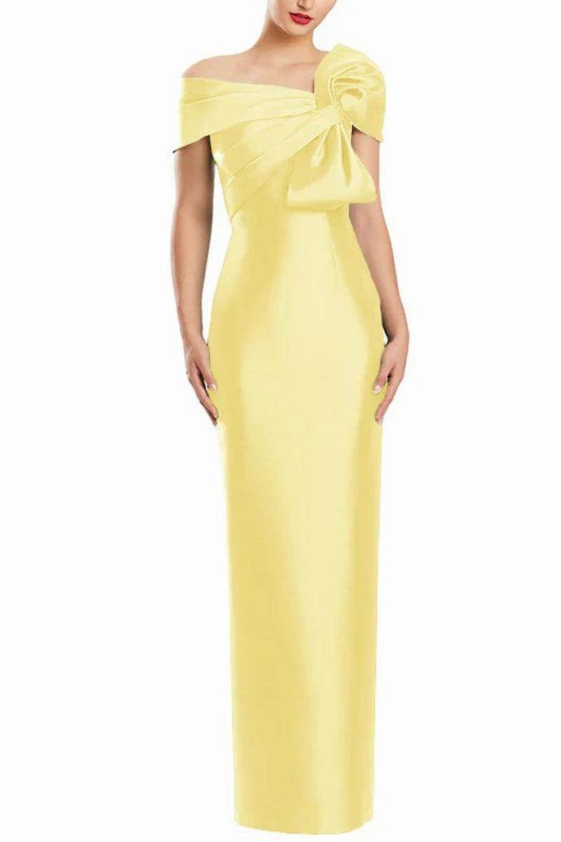 Sheath One Shoulder Floor Length Mother Dresses with Bow CM0368 - COCOMELODY