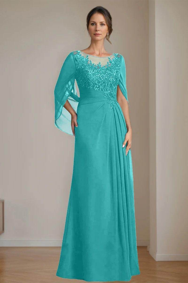 A Line Scoop Floor Length Sequins Mother of the Bride Dresses CM0369 - COCOMELODY