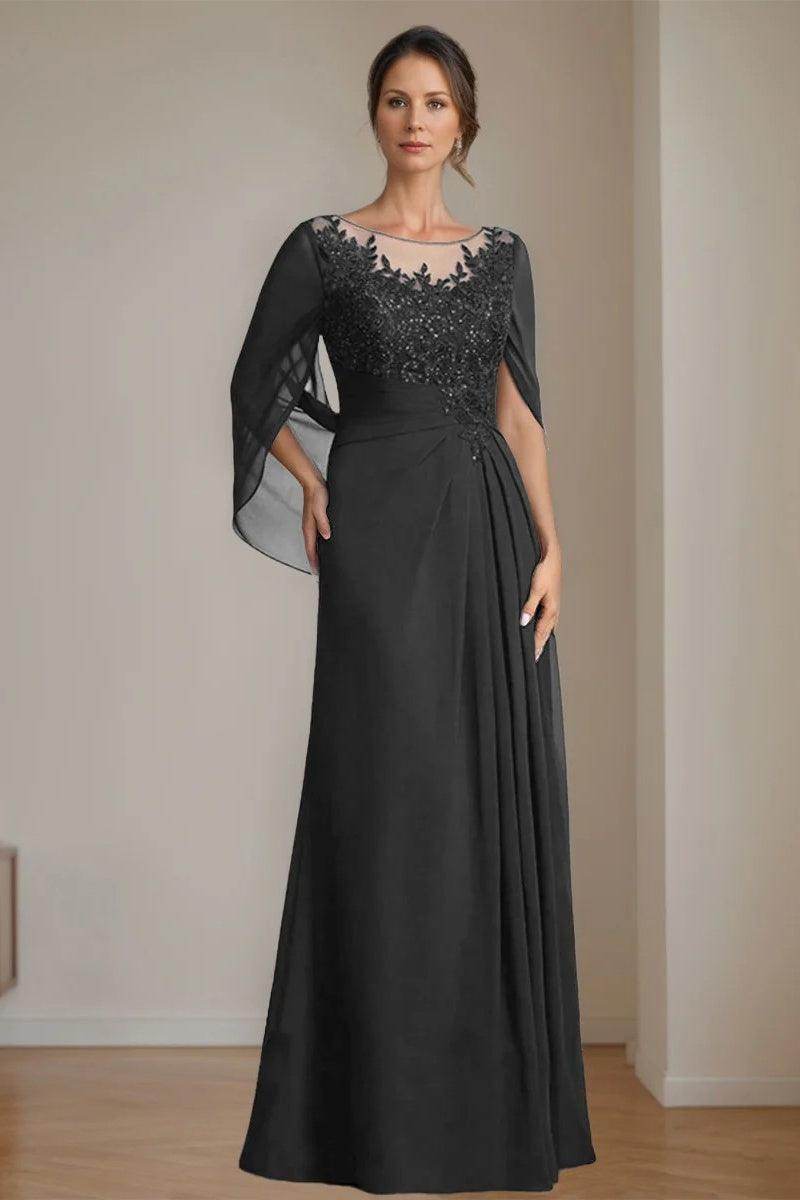 A Line Scoop Floor Length Sequins Mother of the Bride Dresses CM0369 - COCOMELODY