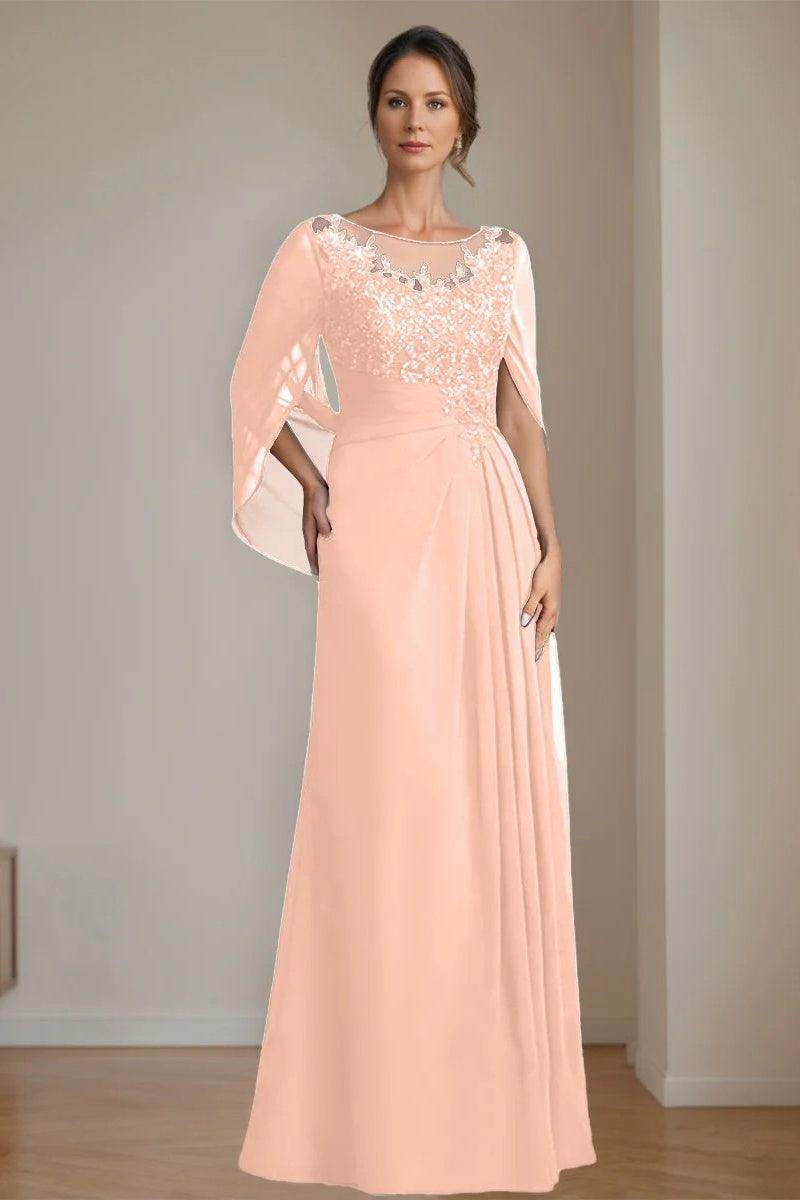 A Line Scoop Floor Length Sequins Mother of the Bride Dresses CM0369 - COCOMELODY