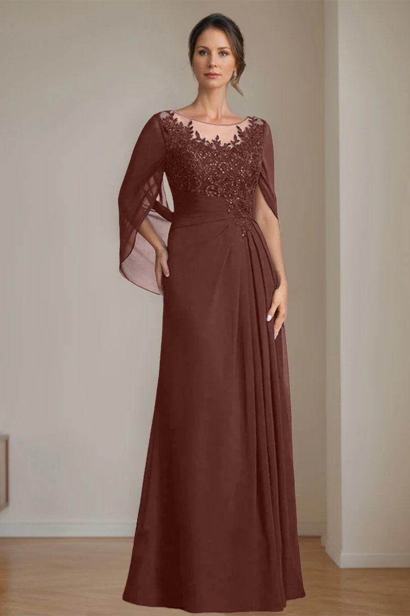 A Line Scoop Floor Length Sequins Mother of the Bride Dresses CM0369 - COCOMELODY