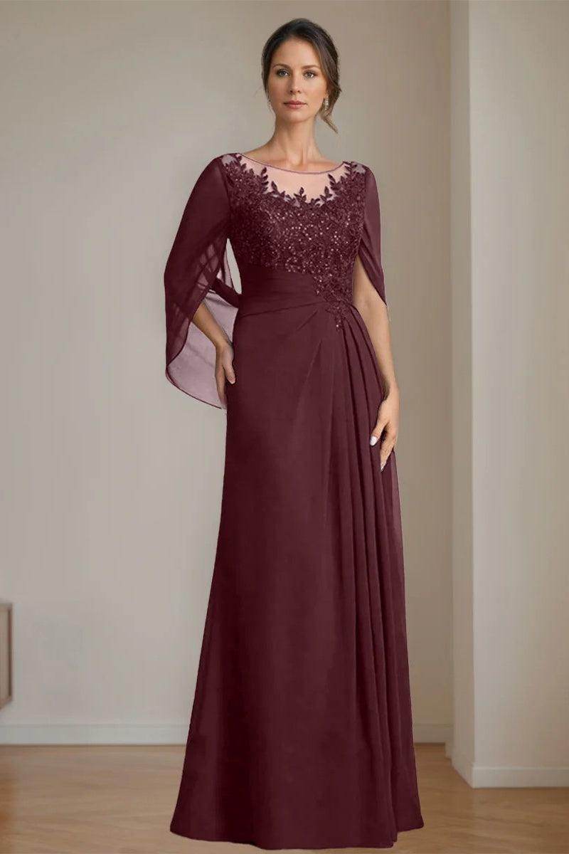 A Line Scoop Floor Length Sequins Mother of the Bride Dresses CM0369 - COCOMELODY