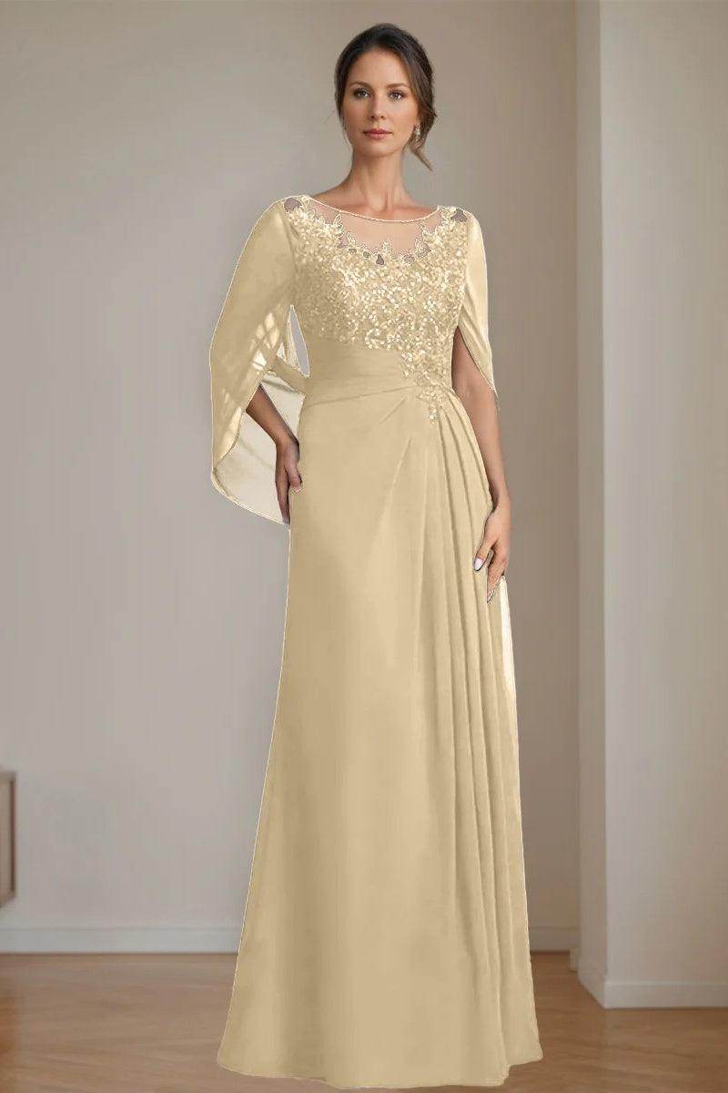 A Line Scoop Floor Length Sequins Mother of the Bride Dresses CM0369 - COCOMELODY