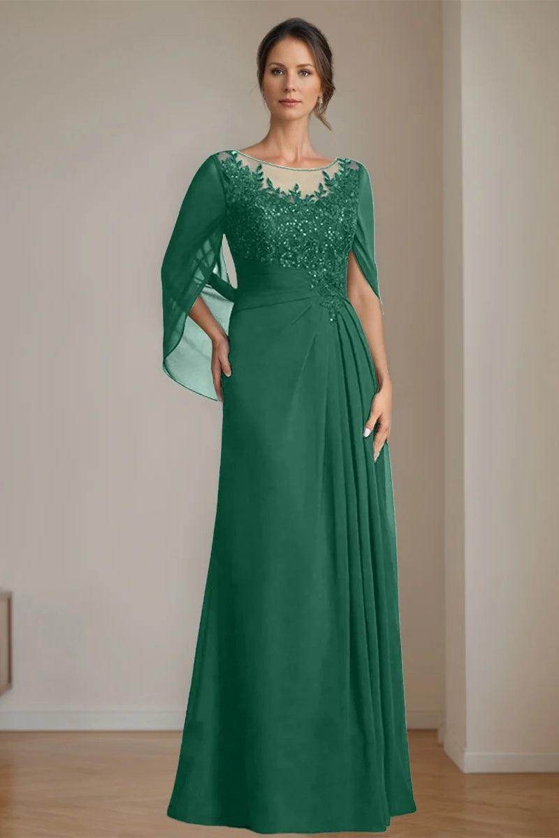 A Line Scoop Floor Length Sequins Mother of the Bride Dresses CM0369 - COCOMELODY