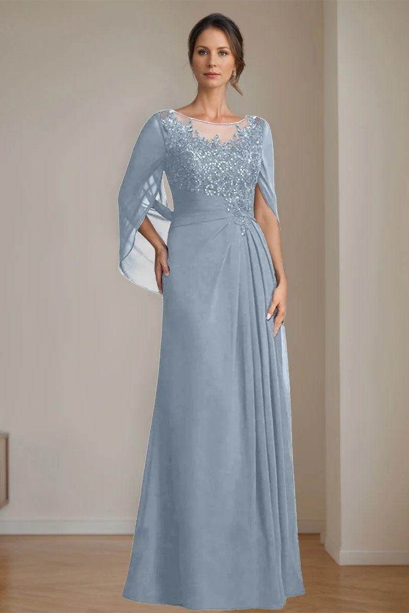A Line Scoop Floor Length Sequins Mother of the Bride Dresses CM0369 - COCOMELODY