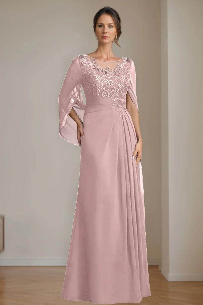 A Line Scoop Floor Length Sequins Mother of the Bride Dresses CM0369 - COCOMELODY