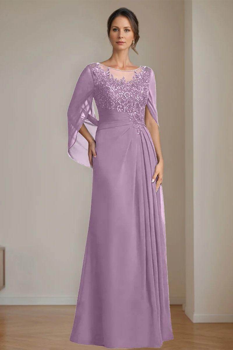 A Line Scoop Floor Length Sequins Mother of the Bride Dresses CM0369 - COCOMELODY