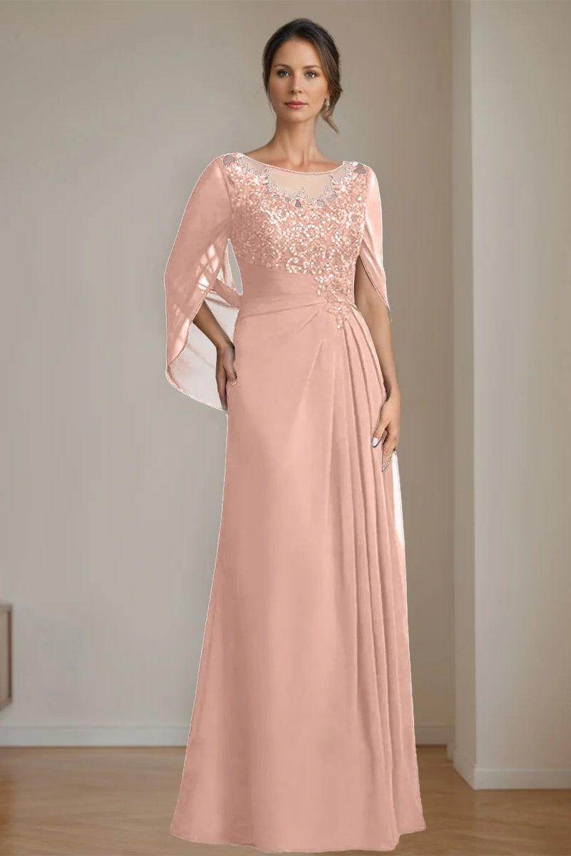 A Line Scoop Floor Length Sequins Mother of the Bride Dresses CM0369 - COCOMELODY