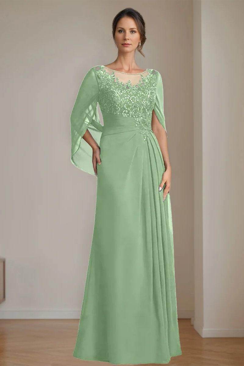 A Line Scoop Floor Length Sequins Mother of the Bride Dresses CM0369 - COCOMELODY