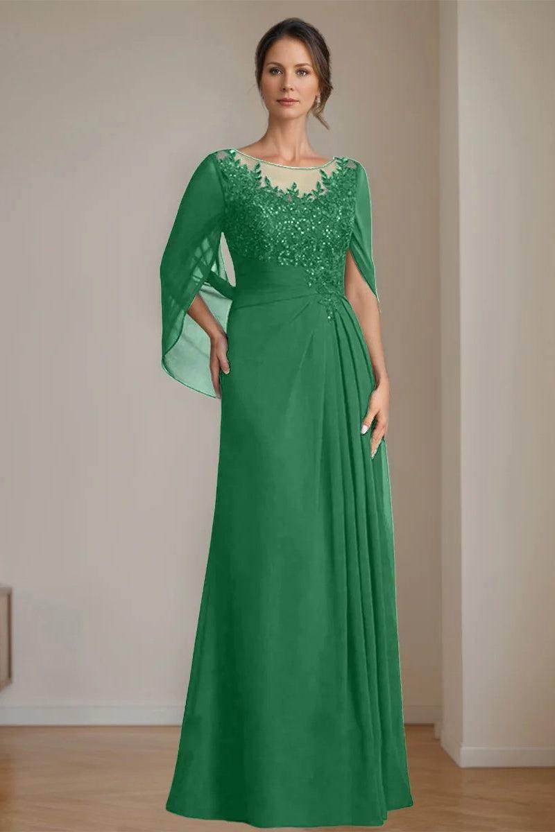 A Line Scoop Floor Length Sequins Mother of the Bride Dresses CM0369 - COCOMELODY