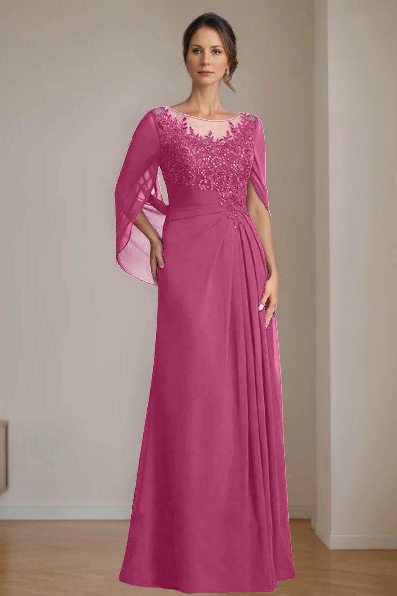 A Line Scoop Floor Length Sequins Mother of the Bride Dresses CM0369 - COCOMELODY