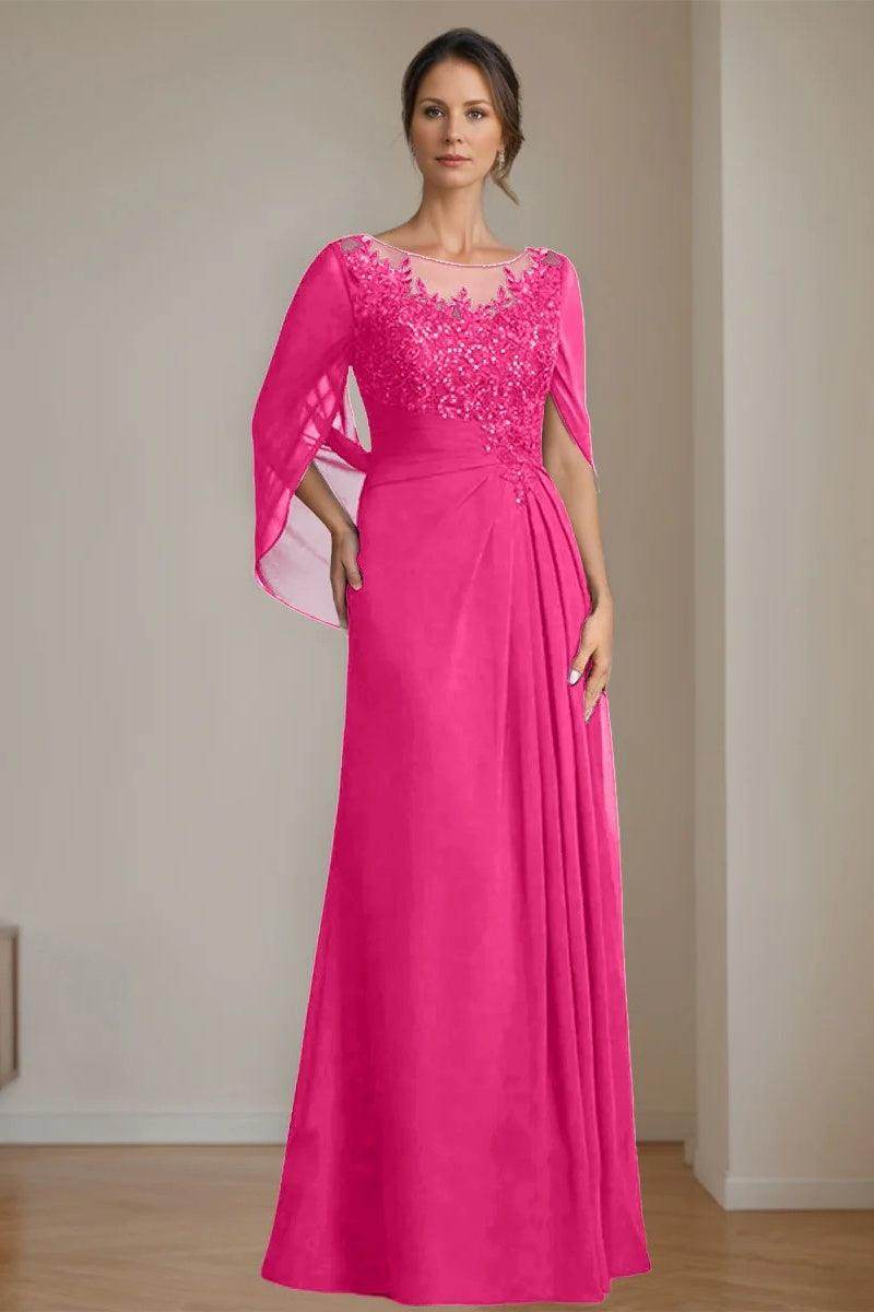 A Line Scoop Floor Length Sequins Mother of the Bride Dresses CM0369 - COCOMELODY