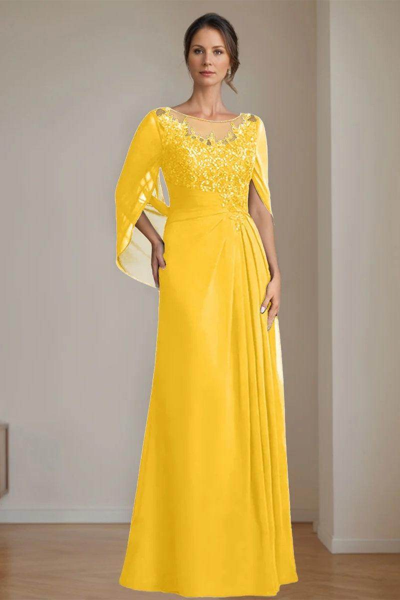 A Line Scoop Floor Length Sequins Mother of the Bride Dresses CM0369 - COCOMELODY