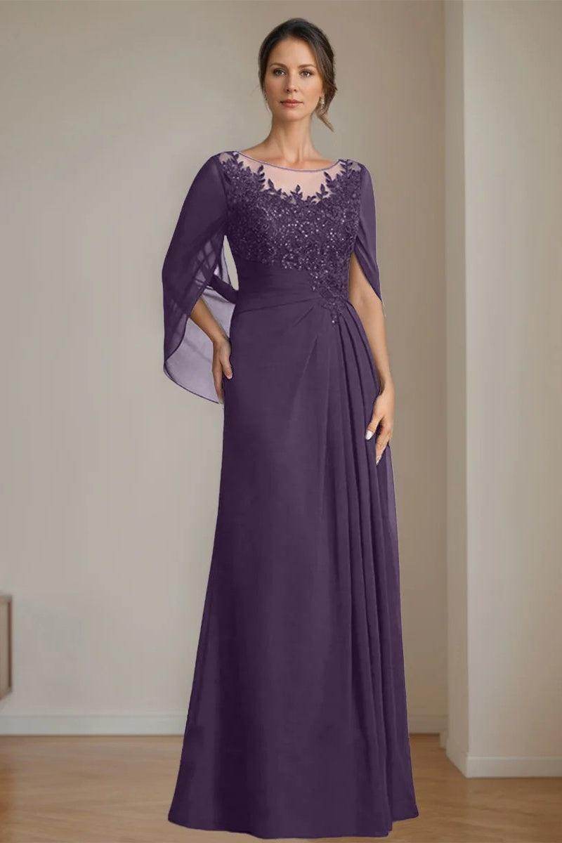 A Line Scoop Floor Length Sequins Mother of the Bride Dresses CM0369 - COCOMELODY