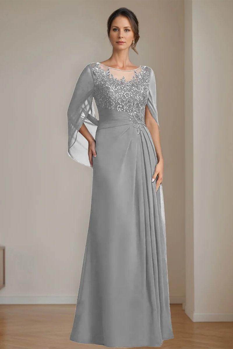 A Line Scoop Floor Length Sequins Mother of the Bride Dresses CM0369 - COCOMELODY