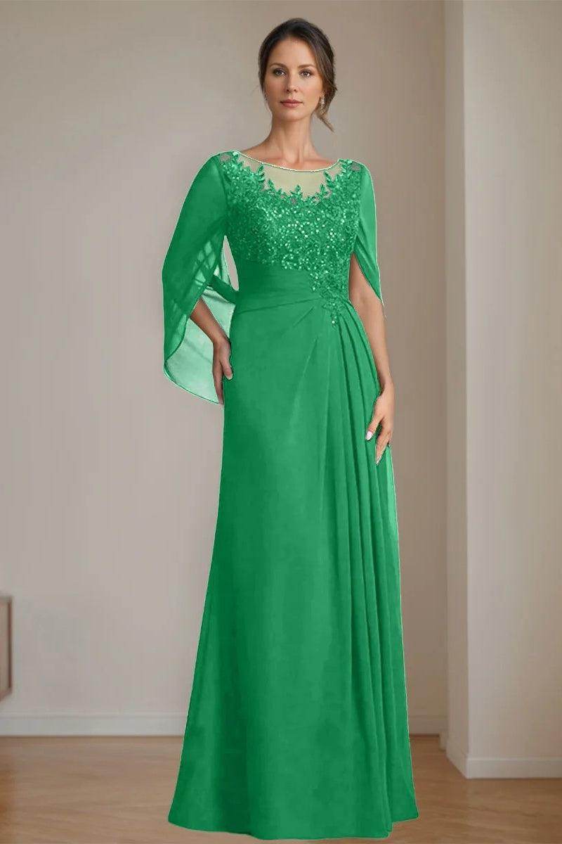 A Line Scoop Floor Length Sequins Mother of the Bride Dresses CM0369 - COCOMELODY
