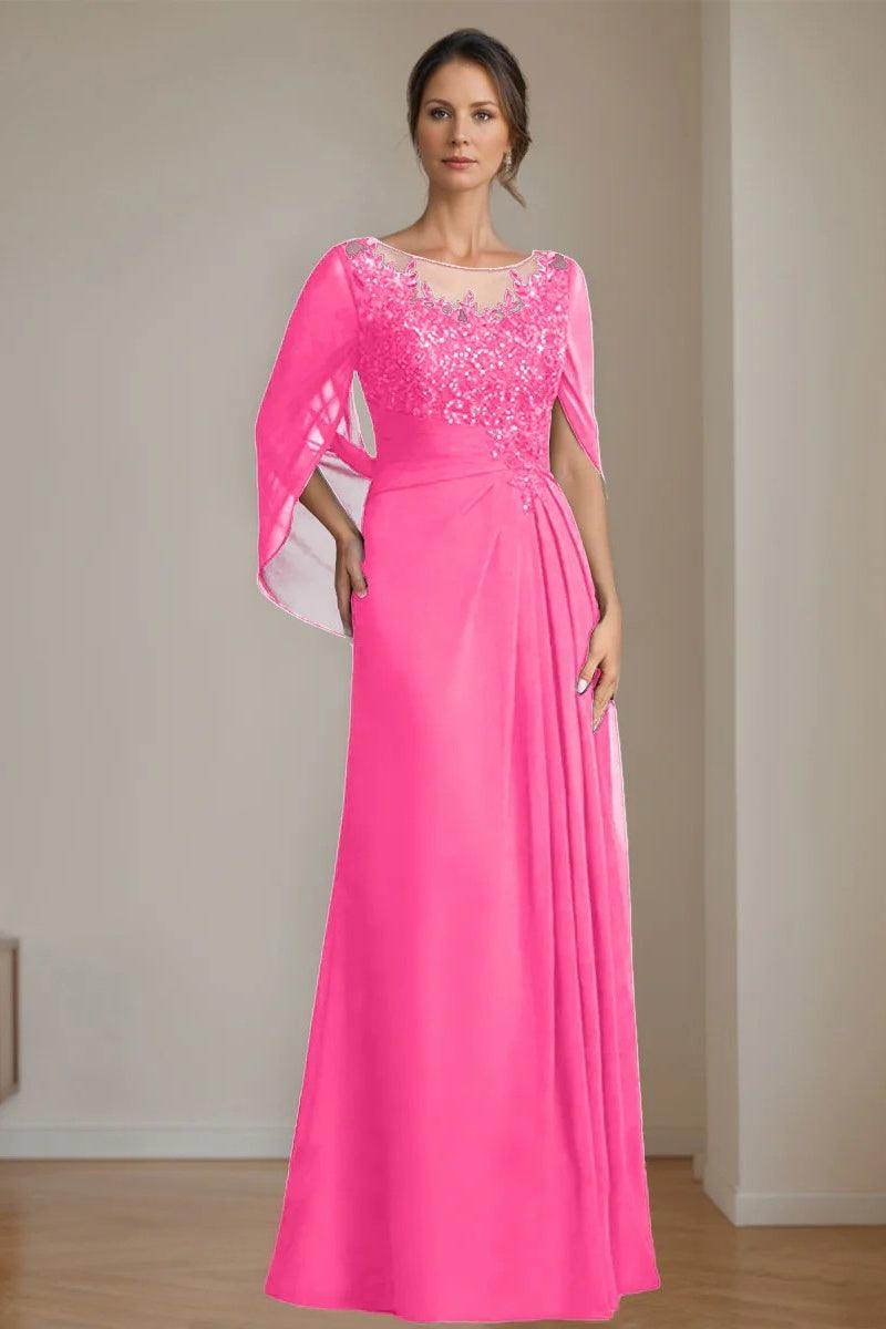 A Line Scoop Floor Length Sequins Mother of the Bride Dresses CM0369 - COCOMELODY