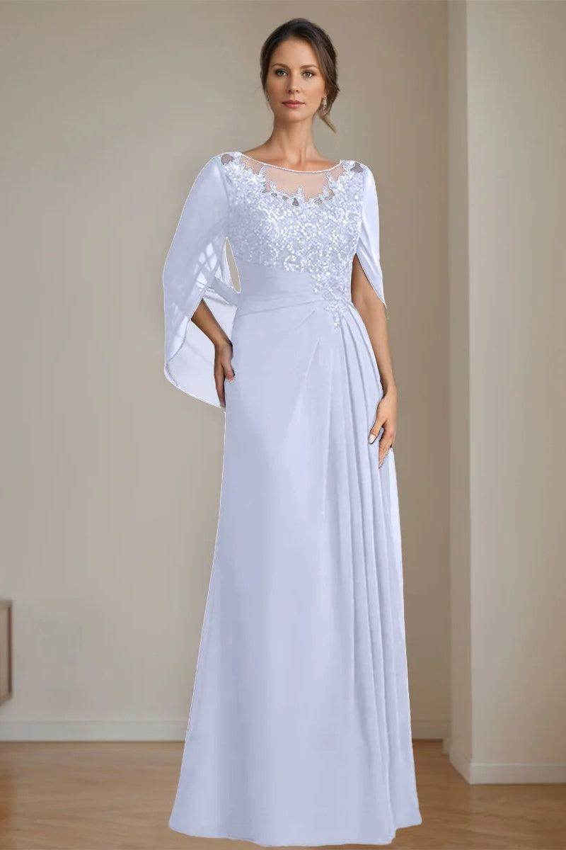A Line Scoop Floor Length Sequins Mother of the Bride Dresses CM0369 - COCOMELODY
