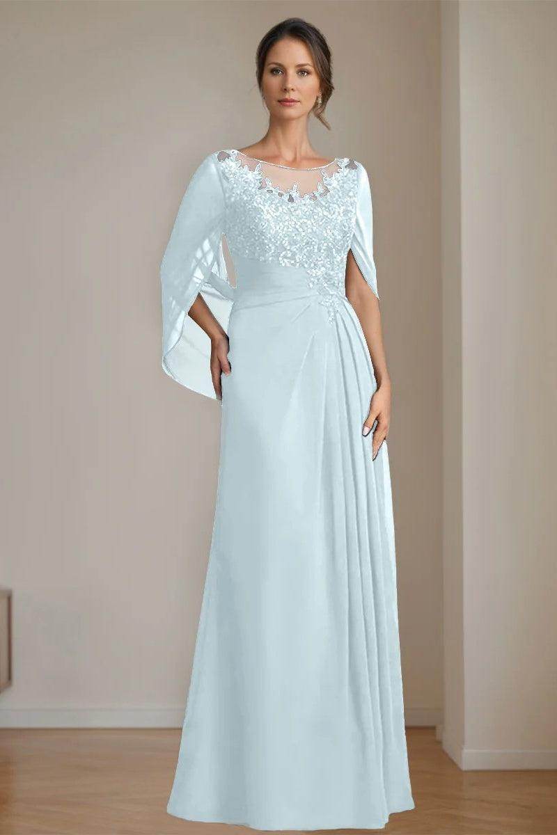 A Line Scoop Floor Length Sequins Mother of the Bride Dresses CM0369 - COCOMELODY
