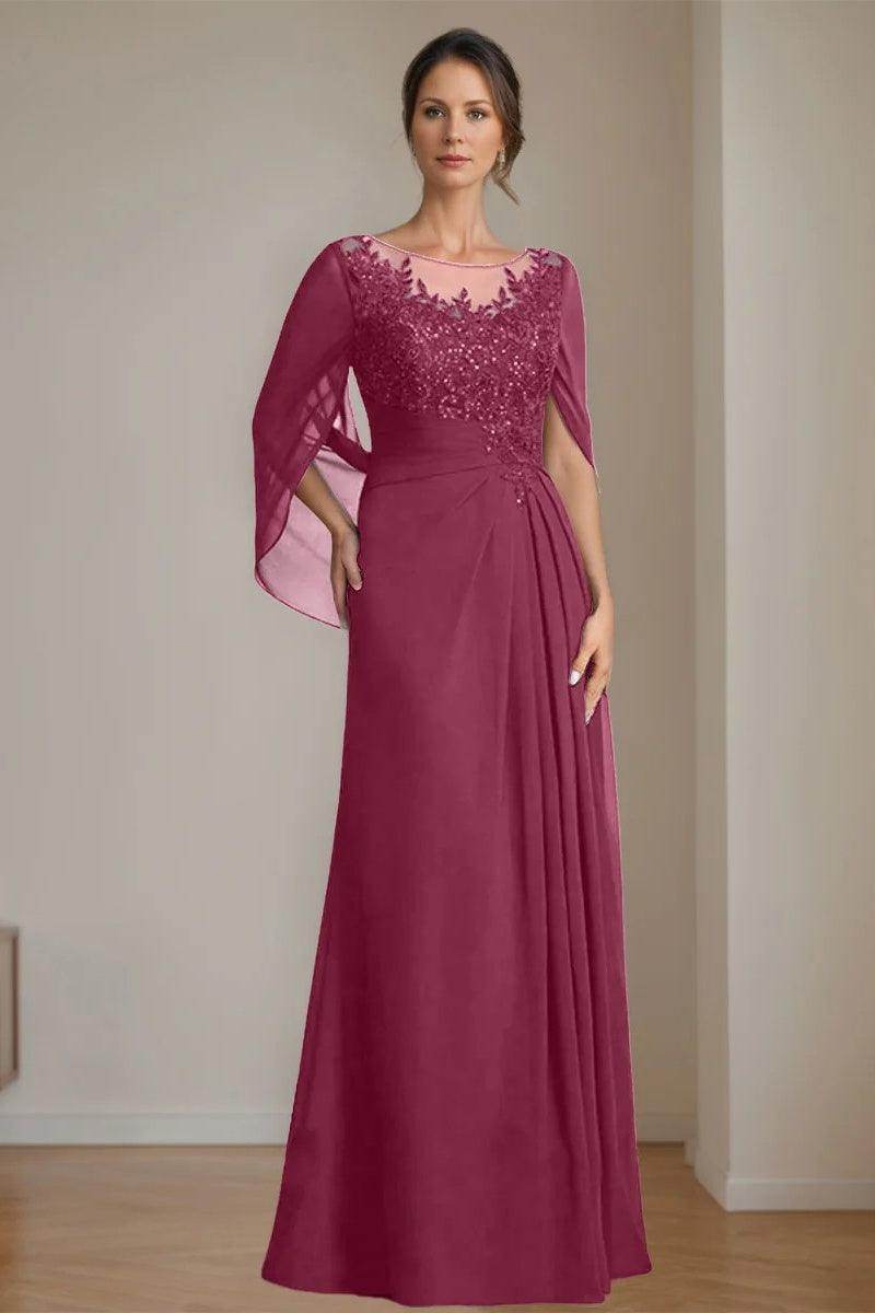 A Line Scoop Floor Length Sequins Mother of the Bride Dresses CM0369 - COCOMELODY