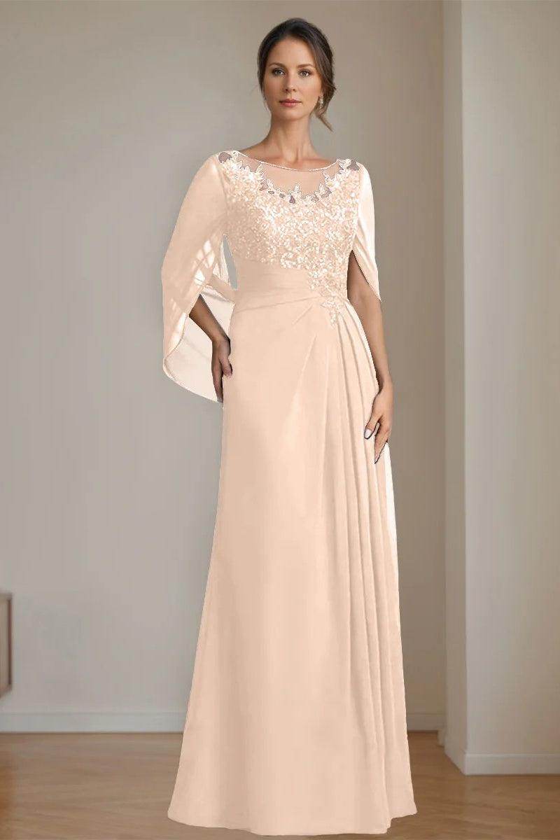 A Line Scoop Floor Length Sequins Mother of the Bride Dresses CM0369 - COCOMELODY