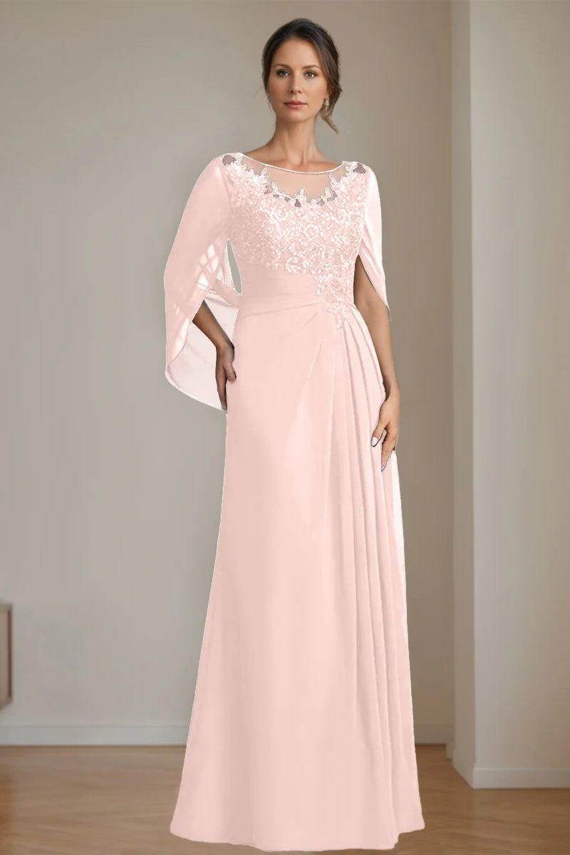 A Line Scoop Floor Length Sequins Mother of the Bride Dresses CM0369 - COCOMELODY