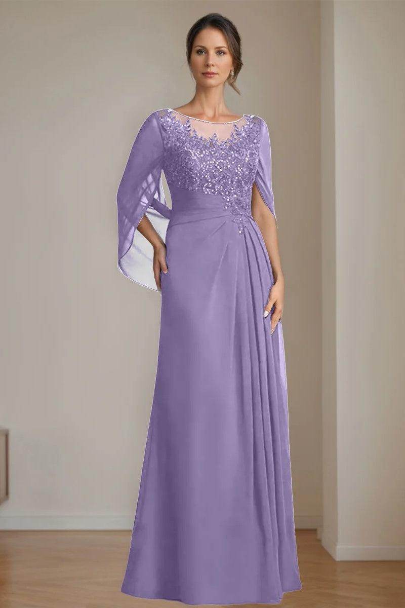 A Line Scoop Floor Length Sequins Mother of the Bride Dresses CM0369 - COCOMELODY