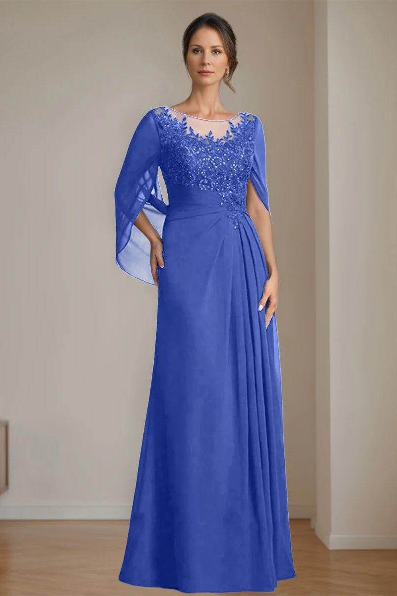 A Line Scoop Floor Length Sequins Mother of the Bride Dresses CM0369 - COCOMELODY