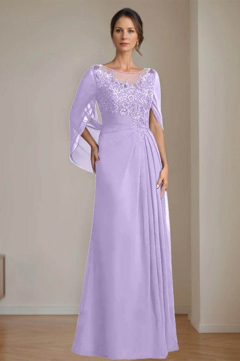 A Line Scoop Floor Length Sequins Mother of the Bride Dresses CM0369 - COCOMELODY