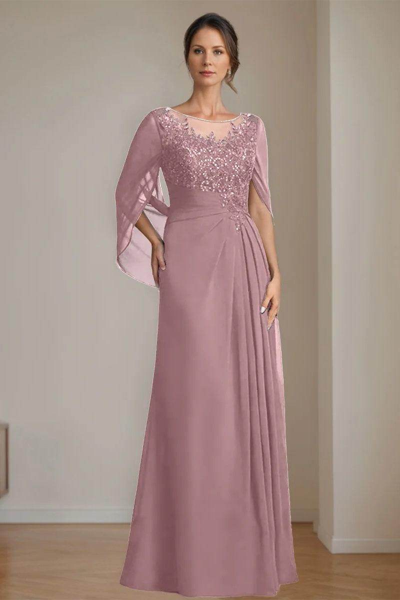 A Line Scoop Floor Length Sequins Mother of the Bride Dresses CM0369 - COCOMELODY