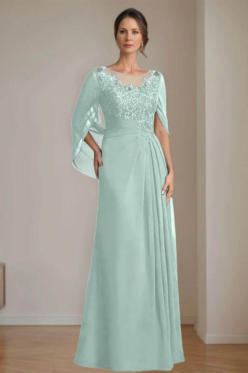 A Line Scoop Floor Length Sequins Mother of the Bride Dresses CM0369 - COCOMELODY