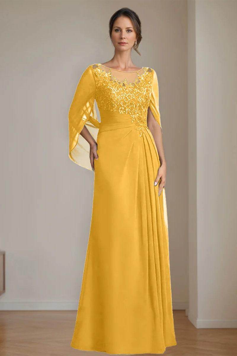 A Line Scoop Floor Length Sequins Mother of the Bride Dresses CM0369 - COCOMELODY