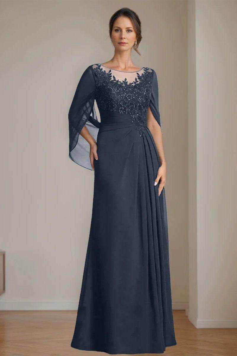 A Line Scoop Floor Length Sequins Mother of the Bride Dresses CM0369 - COCOMELODY