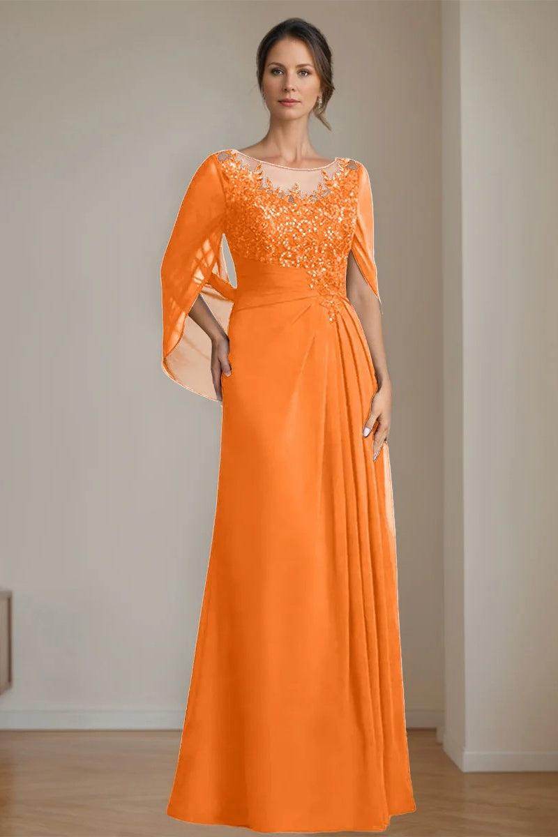 A Line Scoop Floor Length Sequins Mother of the Bride Dresses CM0369 - COCOMELODY