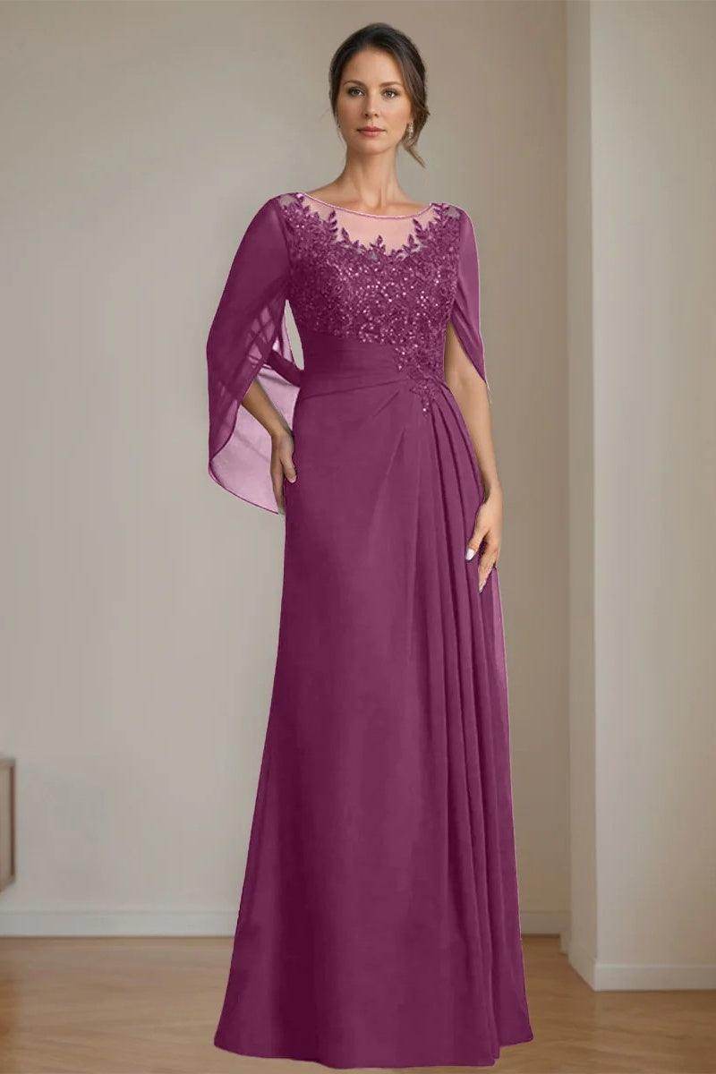 A Line Scoop Floor Length Sequins Mother of the Bride Dresses CM0369 - COCOMELODY