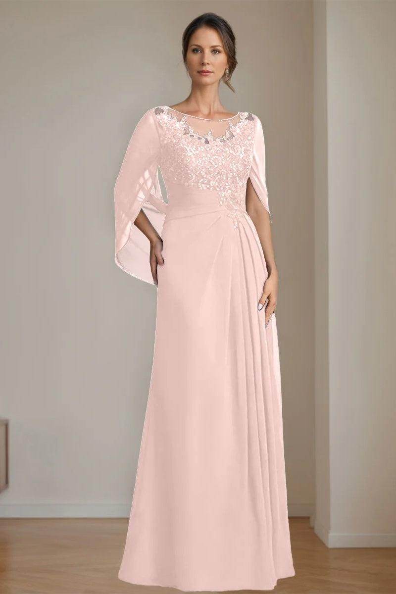 A Line Scoop Floor Length Sequins Mother of the Bride Dresses CM0369 - COCOMELODY