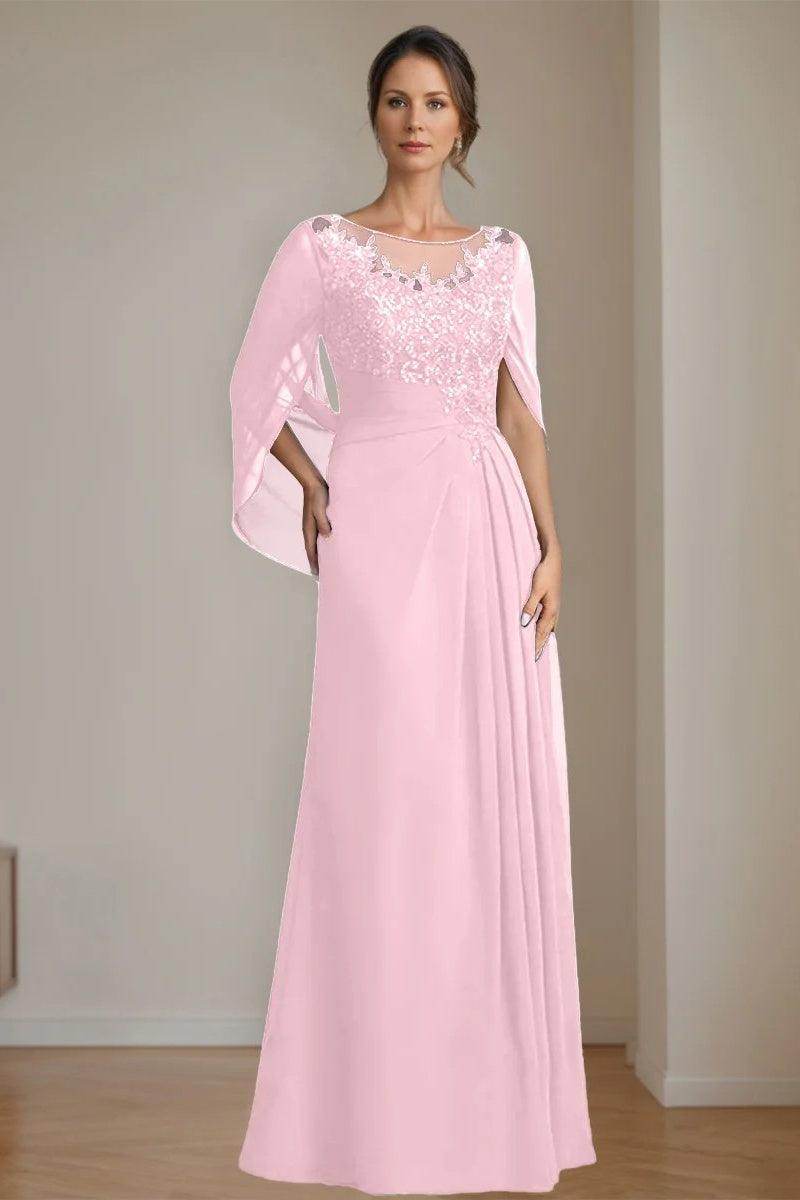 A Line Scoop Floor Length Sequins Mother of the Bride Dresses CM0369 - COCOMELODY