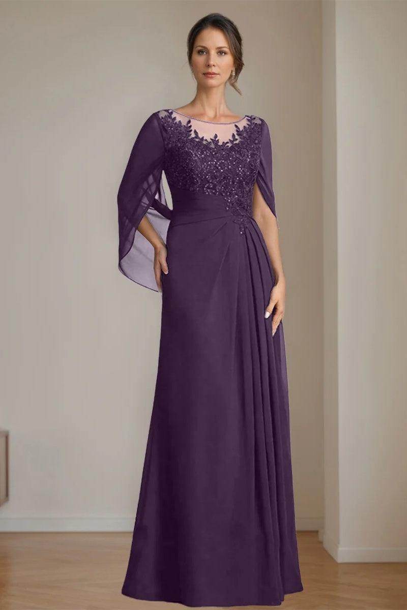 A Line Scoop Floor Length Sequins Mother of the Bride Dresses CM0369 - COCOMELODY