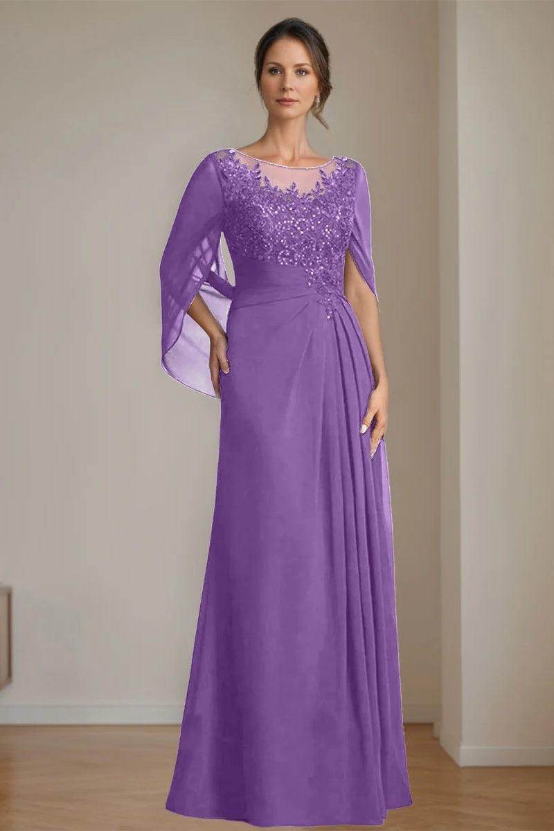 A Line Scoop Floor Length Sequins Mother of the Bride Dresses CM0369 - COCOMELODY