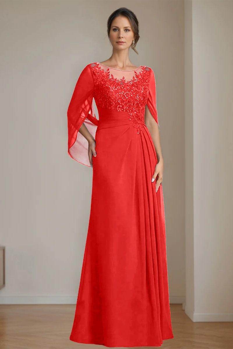 A Line Scoop Floor Length Sequins Mother of the Bride Dresses CM0369 - COCOMELODY