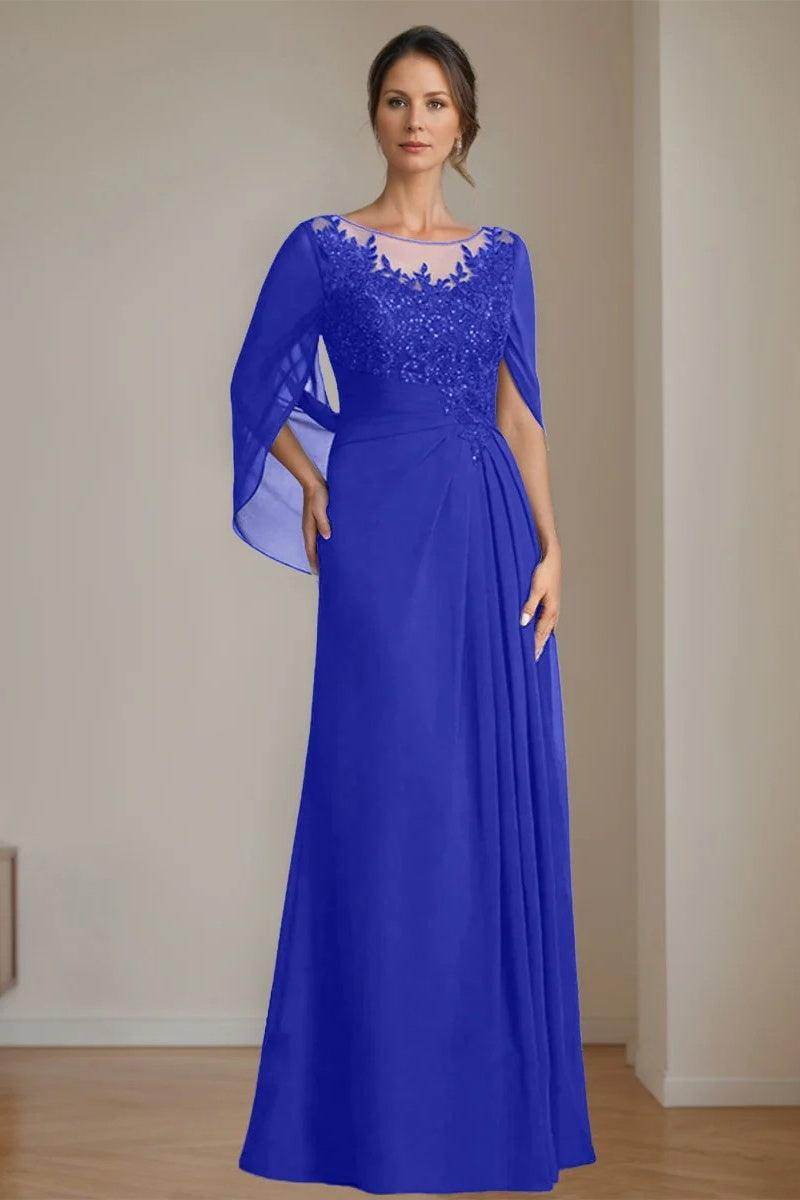 A Line Scoop Floor Length Sequins Mother of the Bride Dresses CM0369 - COCOMELODY