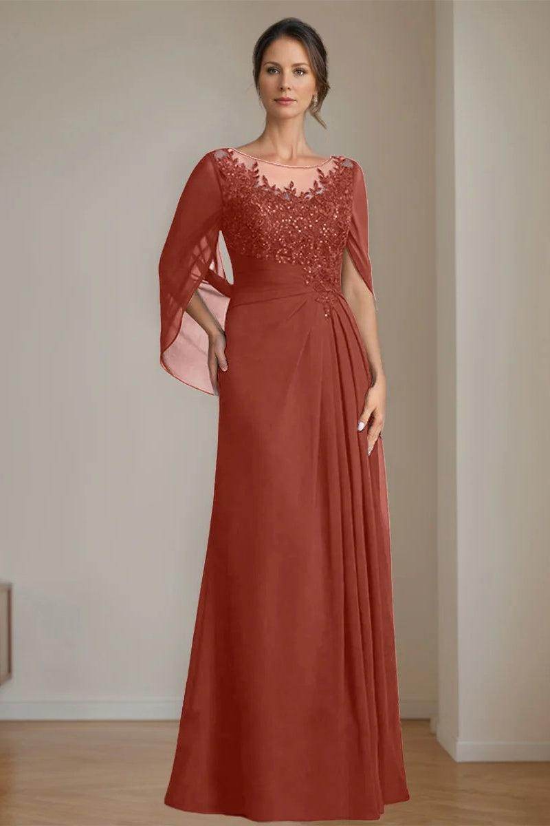 A Line Scoop Floor Length Sequins Mother of the Bride Dresses CM0369 - COCOMELODY